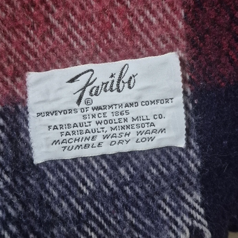 Plaid Fringe Scarf in Red and Blue